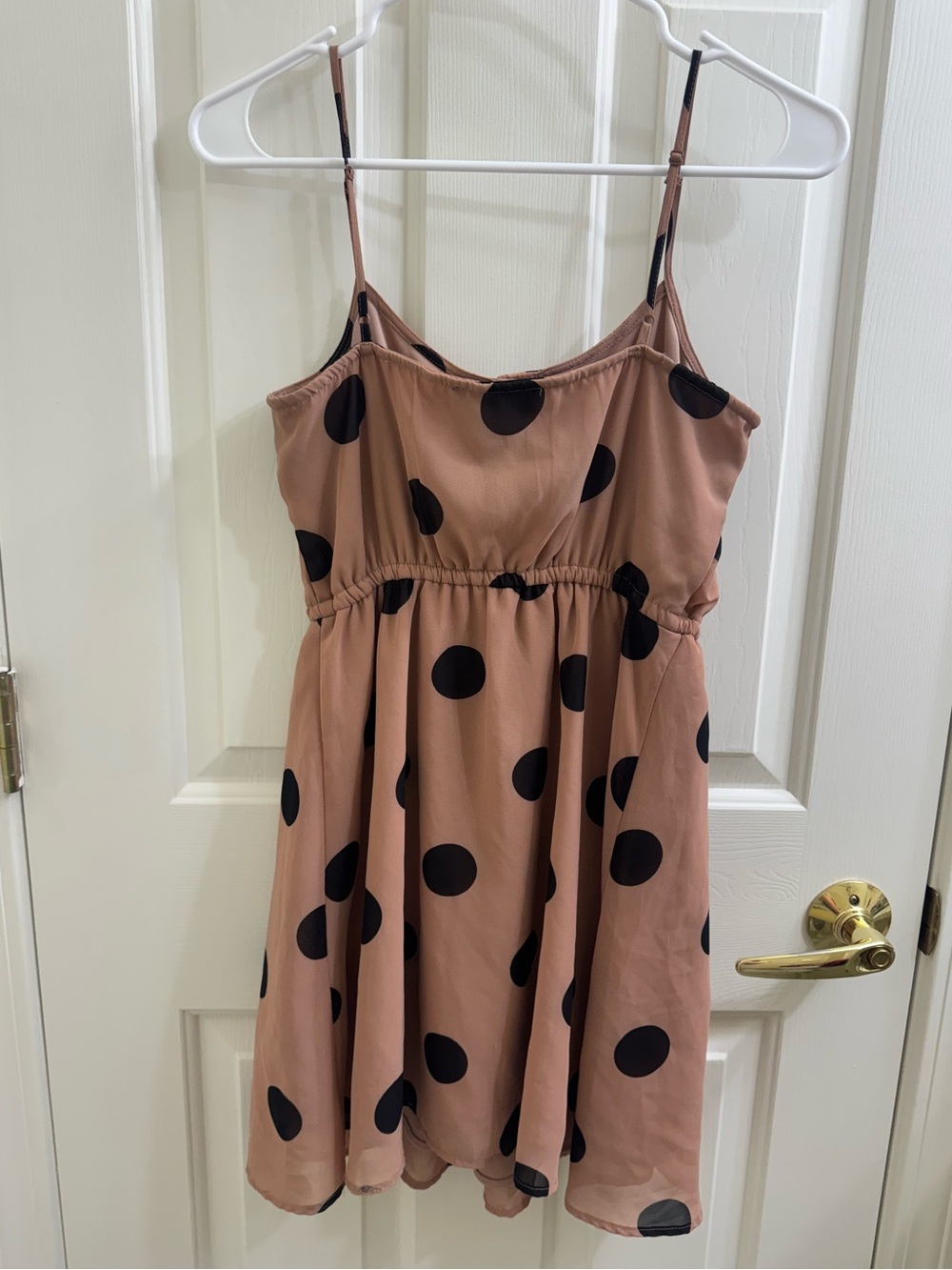 Polka Dot Spaghetti Strap Dress in Brown and Black - Picture 7 of 7